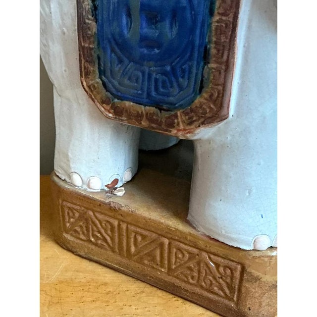 Vintage Glazed Ceramic Elephant Low Stool For Sale - Image 11 of 12