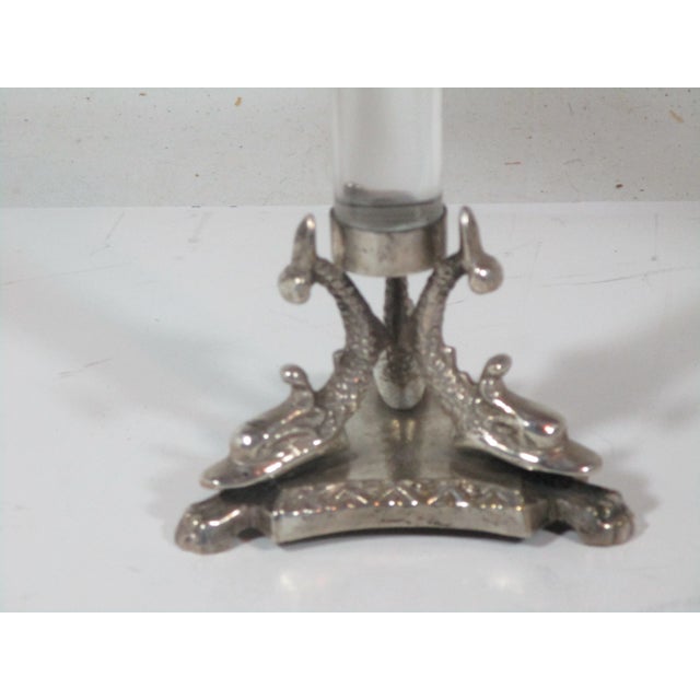 Vintage Lucite & Silverplate Sea Serpent Candle Holders- a Pair For Sale - Image 4 of 10