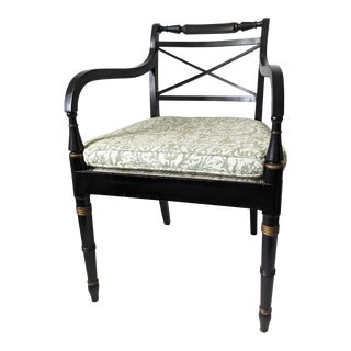 1980s Maison Jansen Style Ebonized Fortuny Armchair For Sale
