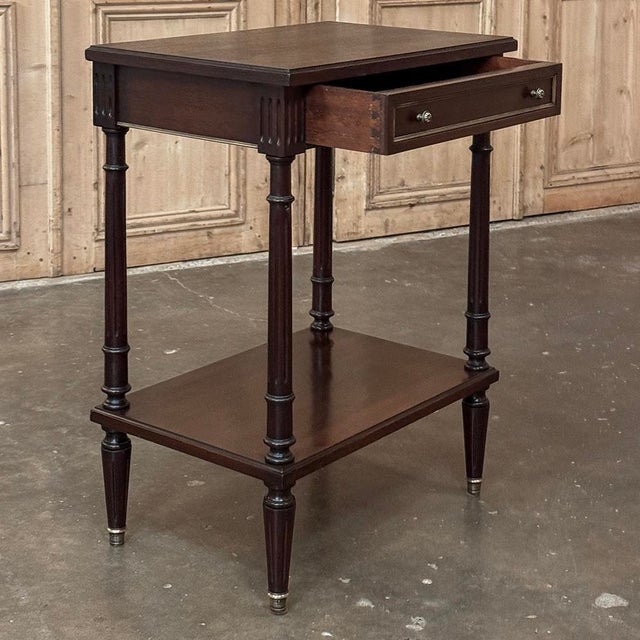 French Mid-Century Louis XVI Style Mahogany & Brass End Table For Sale - Image 14 of 18