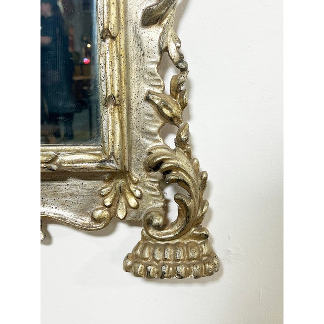 C. 1950s Italian Hand Carved Silver Leaf Mirror For Sale - Image 4 of 10
