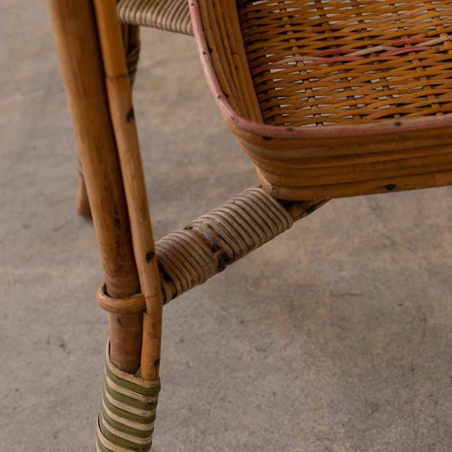 1950s French Woven Wicker and Wood Table For Sale - Image 12 of 13
