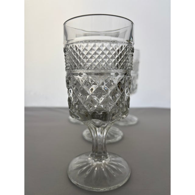 Vintage Anchor Hocking Cut Glass Wexford Water Goblets- Set of 4 For Sale - Image 9 of 9