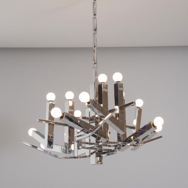 1970s 1970s Italian Modernist Sixteen Light Chandelier For Sale - Image 5 of 5