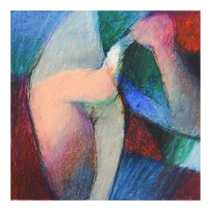 Late 20th Century Abstract Color Block Oil Pastel Painting