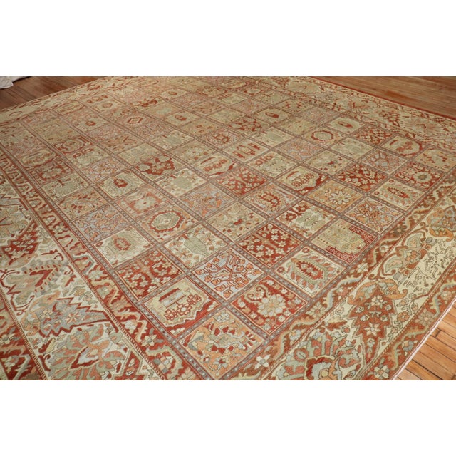 Textile Early 20th Century Square Garden Box Persian Bakhtiari Rug - 13'1" x 15'2" For Sale - Image 7 of 12