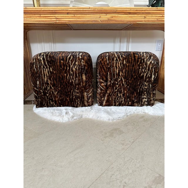 Custom Leopard Faux Fur Ottomans-A Pair For Sale - Image 12 of 12