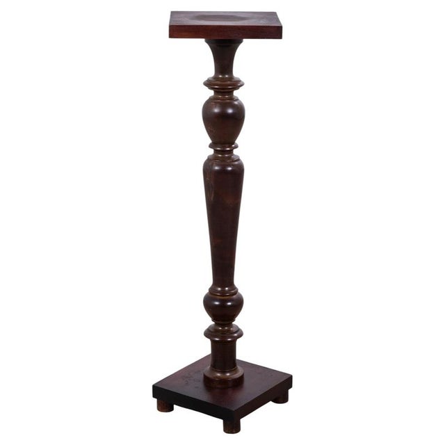 Wood Vintage Danish Walnut Pedestal Stand, 1940s For Sale - Image 7 of 7