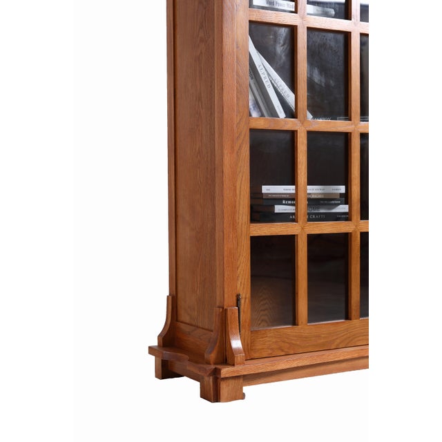 Mission Solid Oak Double Door Bookcase - Michael's Cherry For Sale - Image 10 of 11