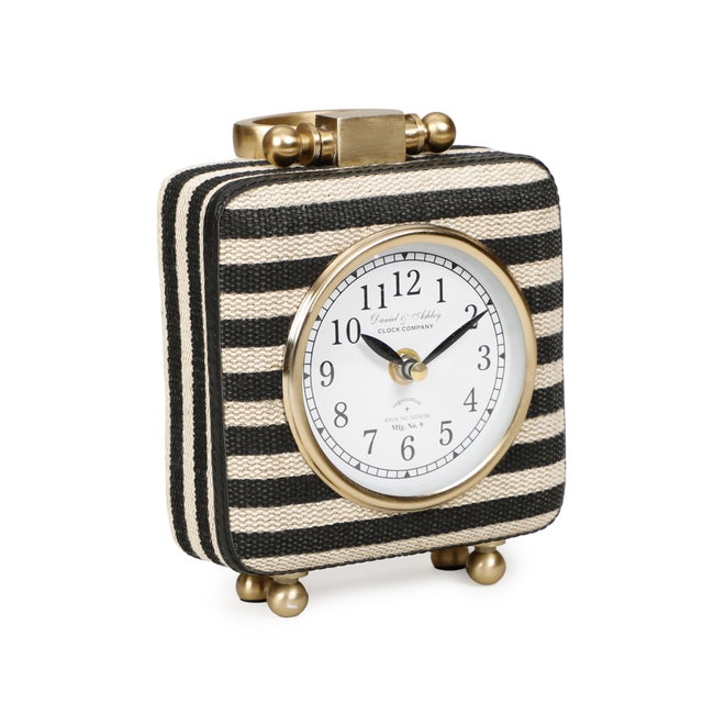 Mona Black Striped Standing Accent Clock For Sale - Image 4 of 8