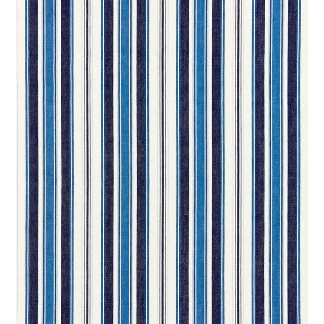 Traditional Sample - The House of Scalamandré Andover Cotton Stripe Fabric, Indigo For Sale - Image 3 of 3