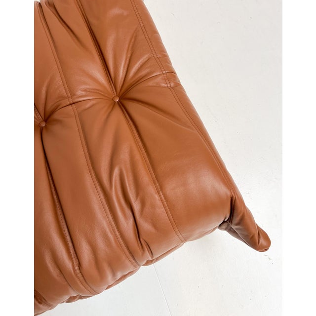 Ligne Roset Cognac Leather Ottoman by Michel Ducaroy for Ligne Roset, 1970s For Sale - Image 4 of 10