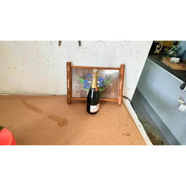 Art Deco Hand Painted Wood Tray Brown Color, France, 1940s For Sale - Image 10 of 11