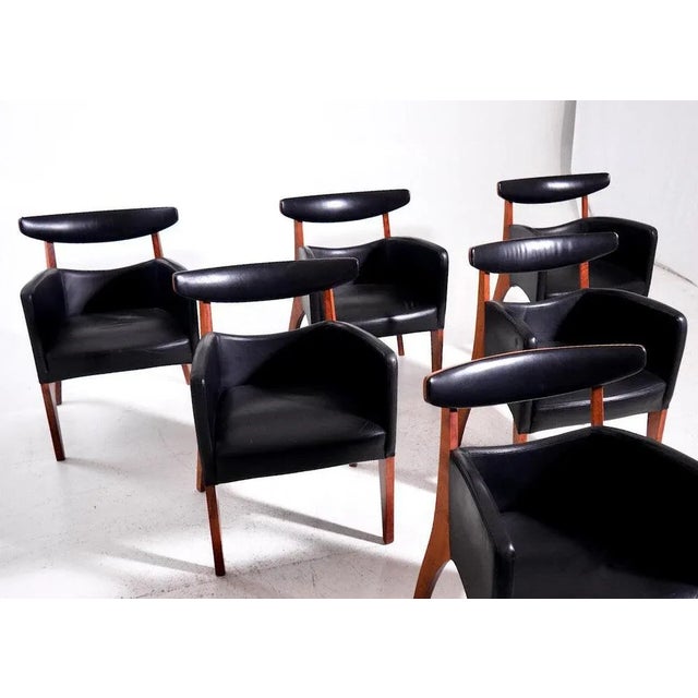 Fine set of six scandinavian armchairs, 20th century h. 81 h-seat. 45 w. 62 d. 60 cm h. 31.8 h-seat. 17.7 w. 24.4 d. 23.6 in