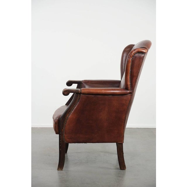 1990s Vintage Wing Chair in Sheepskin Leather For Sale - Image 5 of 17