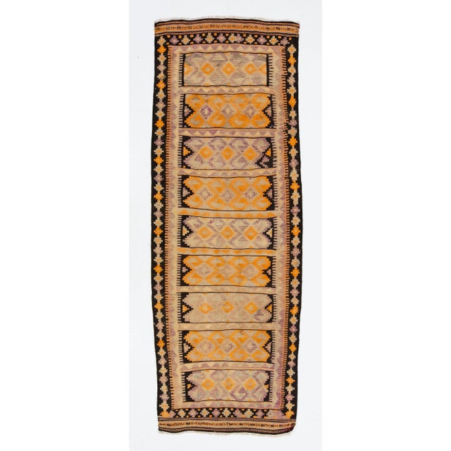 Textile 1960s Vintage Kilim Handmade Multicolor Geometric Wool Runner For Sale - Image 7 of 7