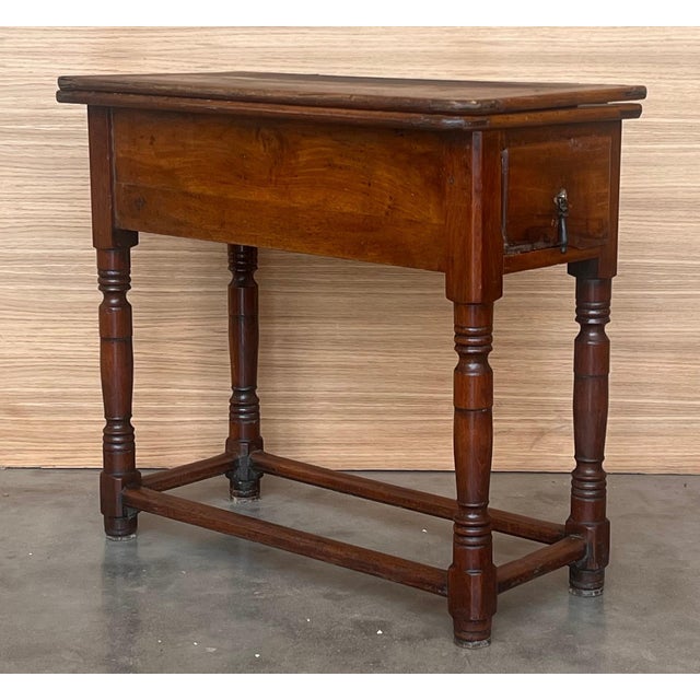 Baroque Summer Side Folding Oak Table with Square Top, 1940s For Sale - Image 3 of 18