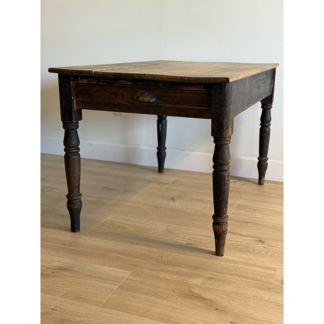 Brown Antique English Table with Drawer For Sale - Image 8 of 8