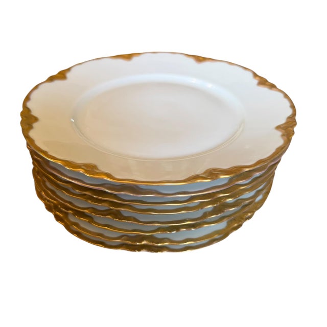 Ceramic Antique Haviland Limoges European White & Gold Porcelain Dinnerware Set – Habsburg Austria & Racine Bavaria – - 43 pcs For Sale - Image 7 of 17