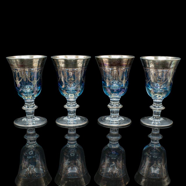 Italian Set of 8 Vintage Wine Goblets, Italian, Handmade Art Glass, Aperitif, Liqueur For Sale - Image 3 of 10