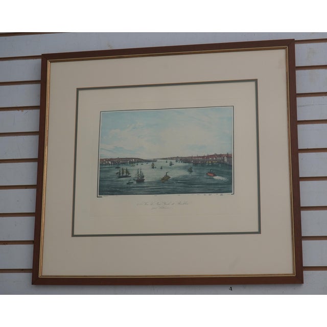 1900 - 1909 Set of 7 Vintage Framed Colored Engravings Etchings Military Ships For Sale - Image 5 of 15
