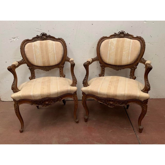 20th-Century Rocaille Walnut Armchairs, Set of 2 For Sale - Image 11 of 11