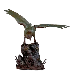 Vintage Traditional Japanese Cast Iron Eagle Bird of Pray Sculpture