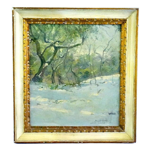 Alberto Carosi, Landscape View, 20th Century, Oil Painting on Board, Framed For Sale