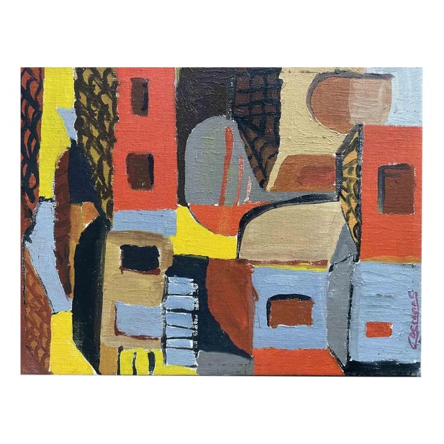 Claude Decamps, The Houses, Oil on Canvas, 1970s For Sale