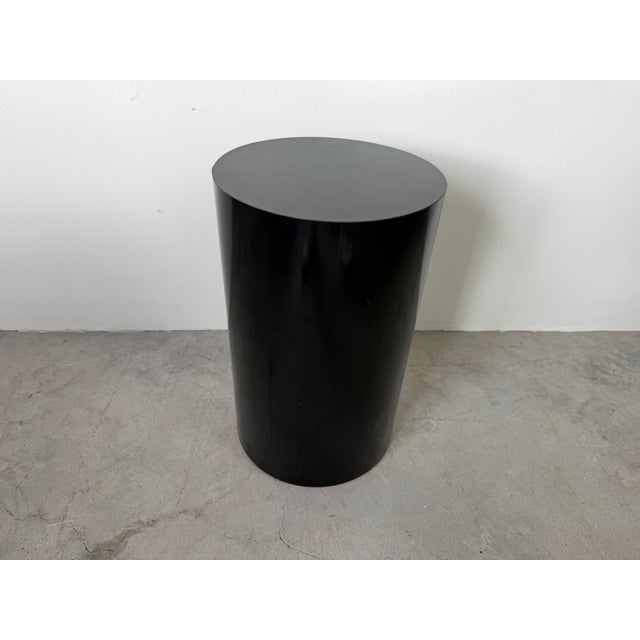 Paper Vintage Postmodern Black Formica Cylinder Pedestal For Sale - Image 7 of 9