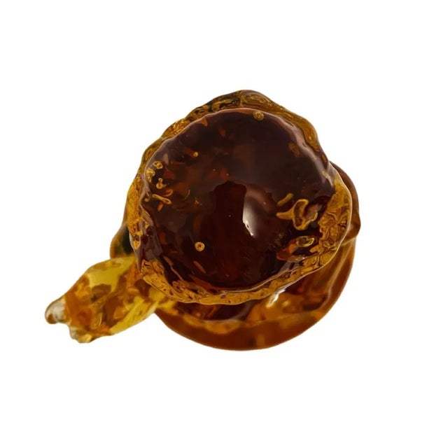Glass 1940s Art Deco Cambridge Amber Glass 10 Hole Flower Frog For Sale - Image 7 of 8