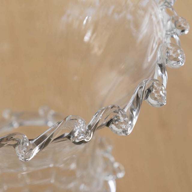 Glass 1930s Spanish Scalloped Glass Vase For Sale - Image 7 of 10