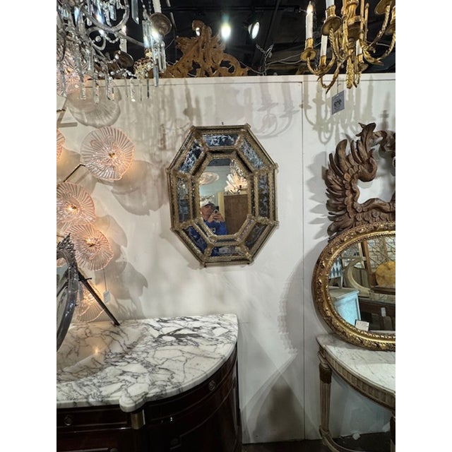 Vintage Etched Murano Glass Venetian Style Octagonal Mirror For Sale In Dallas - Image 6 of 8