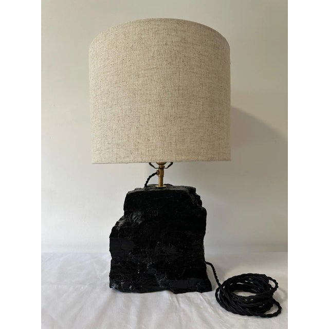 Atelier Paris Charcoal / Black Coal Stone Lamp For Sale - Image 4 of 12