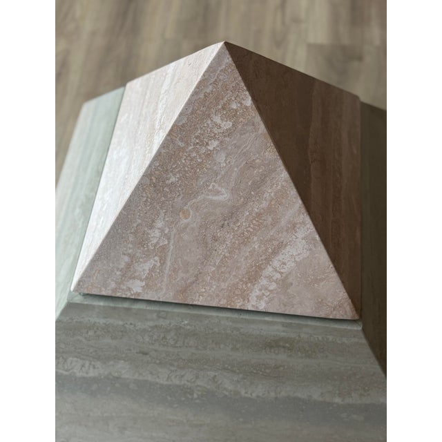 Postmodern Travertine Pyramid Coffee Table For Sale - Image 4 of 6