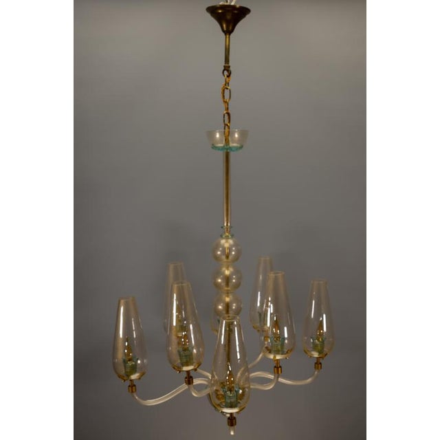 Italian Murano Glass Eight-Light Chandelier with Golden Accents, 1970s For Sale - Image 10 of 18