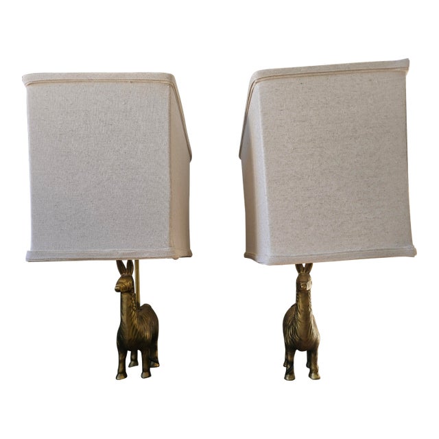 1990s Gorgeous Art Deco Llama Table Lamps - a Pair For Sale