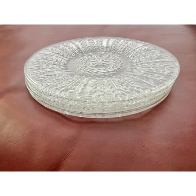 Transparent 1940s Federal Glass Wheat & Star Pattern Glass Dessert Plates- Set of 4 For Sale - Image 8 of 13