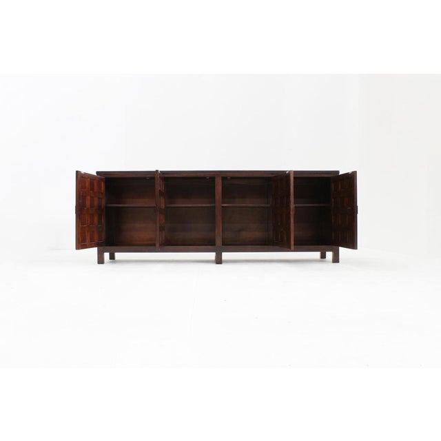 Vintage Brutalist Sideboard in Carved Wood, Spain, 1960s For Sale - Image 4 of 10