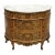 Vintage French Louis XV Style Bombe Demilune Marble Top Floral Painted Commode For Sale