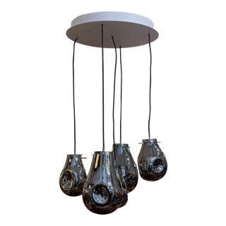 Bomma Soap Chandelier of Five Independent Silver Orbs For Sale