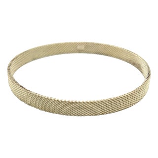 1990s Tiffany & Co Estate Somerset Hard Bangle M 7.5" Silver 6.5 mm Height For Sale