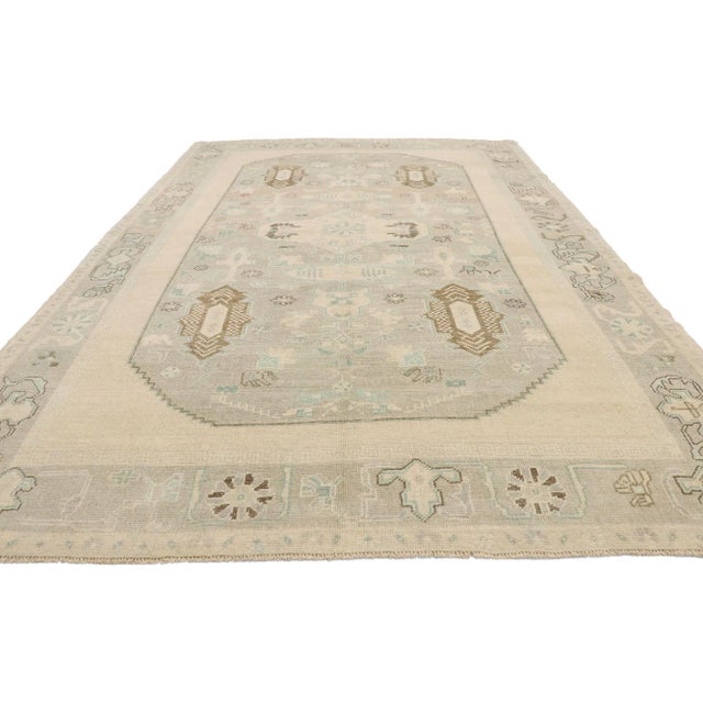 Contemporary Mid 20th Century Muted Vintage Turkish Oushak Rug - 06'02 X 09'07 For Sale - Image 3 of 7