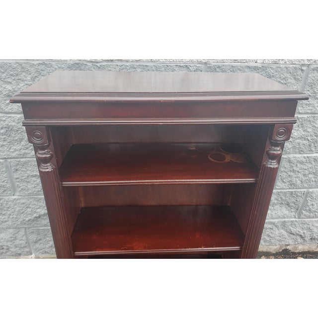 1940s 1940s Frankson Furniture Mahogany Chippendale 4-Tier Narrow Bookcase Bookshelf For Sale - Image 5 of 9