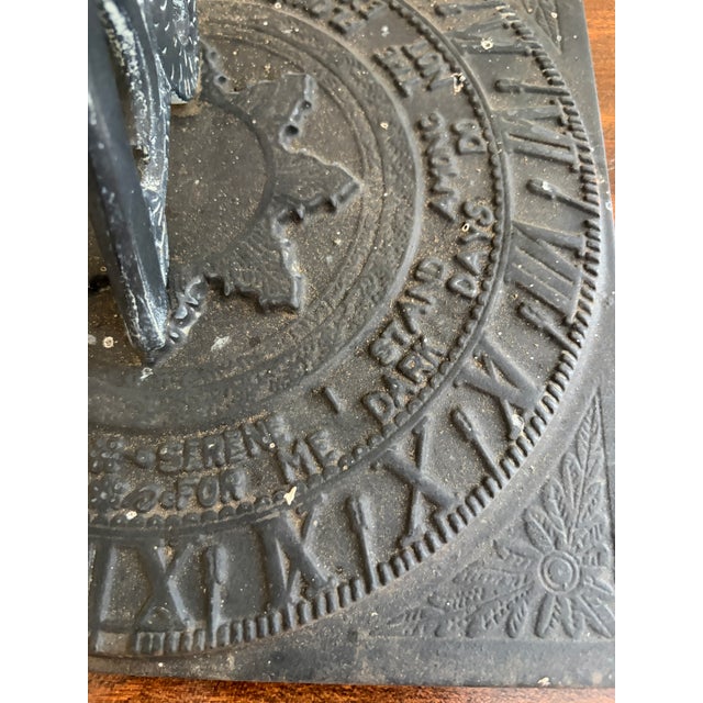 Metal Vintage English Country Iron Garden Sundial "I Only Count Life's Sunny Hours" For Sale - Image 7 of 12