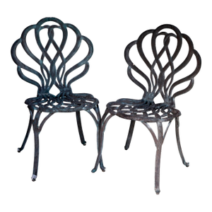 Pair of Vintage Cast Iron Garden Chairs
