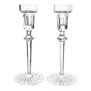 1990s Rogaska “Richmond” Pair of Crystal Taper Candlestick Holders