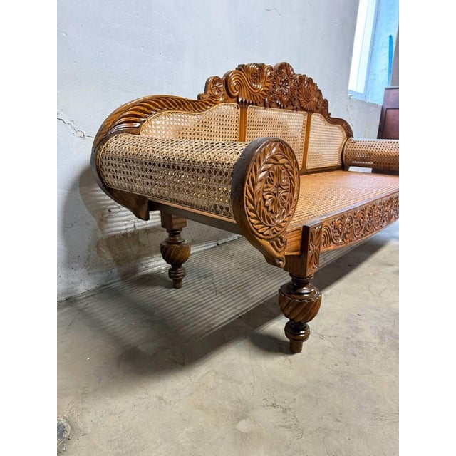 Pair of Matching British Colonial Cane Settees For Sale - Image 15 of 18