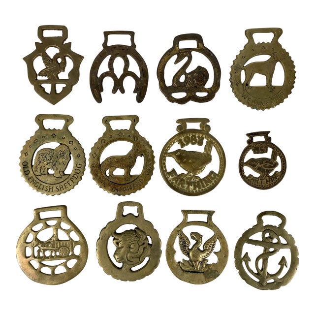 Mid 20th Century Horse Brass Christmas Ornaments - Set of 12 For Sale