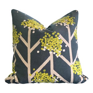 Contemporary Lime Green Floral Accent Pillow For Sale